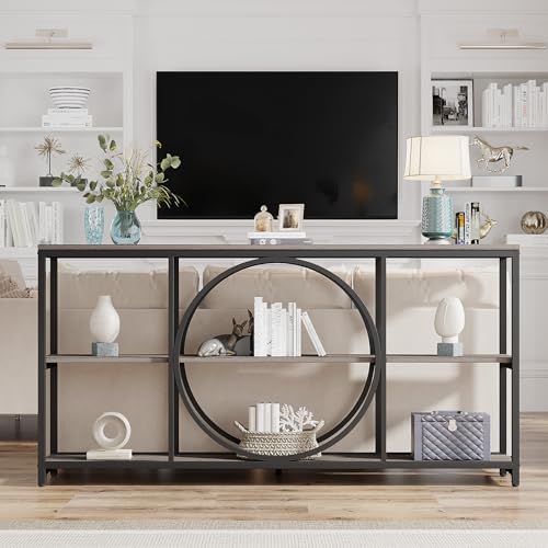 Tribesigns Extra Long Console Table, 70.9" Sofa Table with 3 Tier Shelves | Narrow Sofa Tables with 3 Tier Wood Storage Shelves, Industrial Metal Frame for Entryway Hallway Living Room Behind Couch
