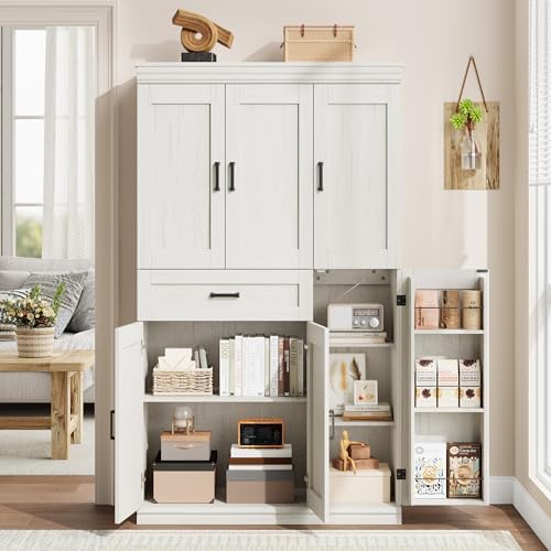 Garvee 70" Tall Kitchen Pantry Storage Cabinet,Modern Kitchen Hutch Cabinet | with Doors and Shelves, Freestanding Food Pantry with Large Storage Drawer for Dining Room and Household Organization