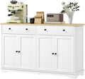 lapday Kitchen Cabinet with 2 Spacious Drawers,2 Doors,3-Level Adjustable Shelf(55.1" W x 15.7" D x 33.5" H). (White)