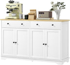 lapday Kitchen Cabinet with 2 Spacious Drawers,2 Doors,3-Level Adjustable Shelf(55.1" W x 15.7" D x 33.5" H). (White)