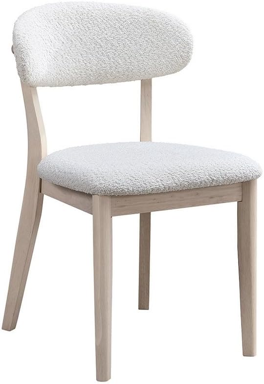 2Pcs Upholstered Wood Dining Chair, White Wash Color