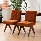 Rowill Modern Upholstered Dining Chairs Parsons Chair Linen Fabric Kitchen Chairs Tufted Armless Dining Room Chairs with Wood Legs Set of 4, Burnt Orange