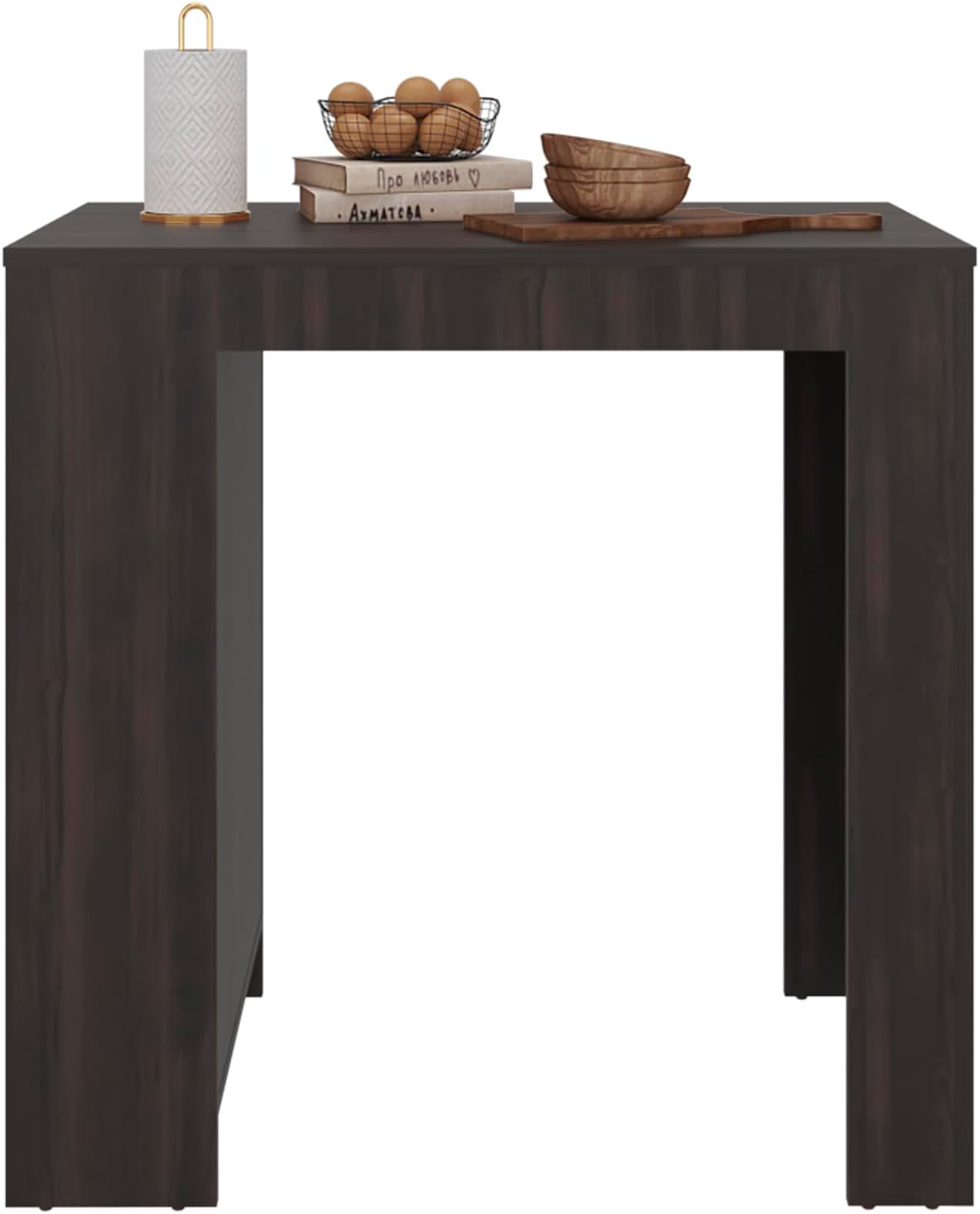 Kitchen Island with Dining Surface and Storage Shelves | Includes three accessible side shelves for kitchen storage