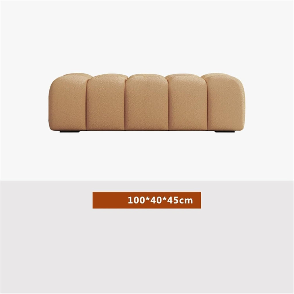Modern Fabric Bed end Bench Long Bedroom Tatami Mat Dressing Room Sofa Wooden Shoe Changing Stool Entryway(Medium)