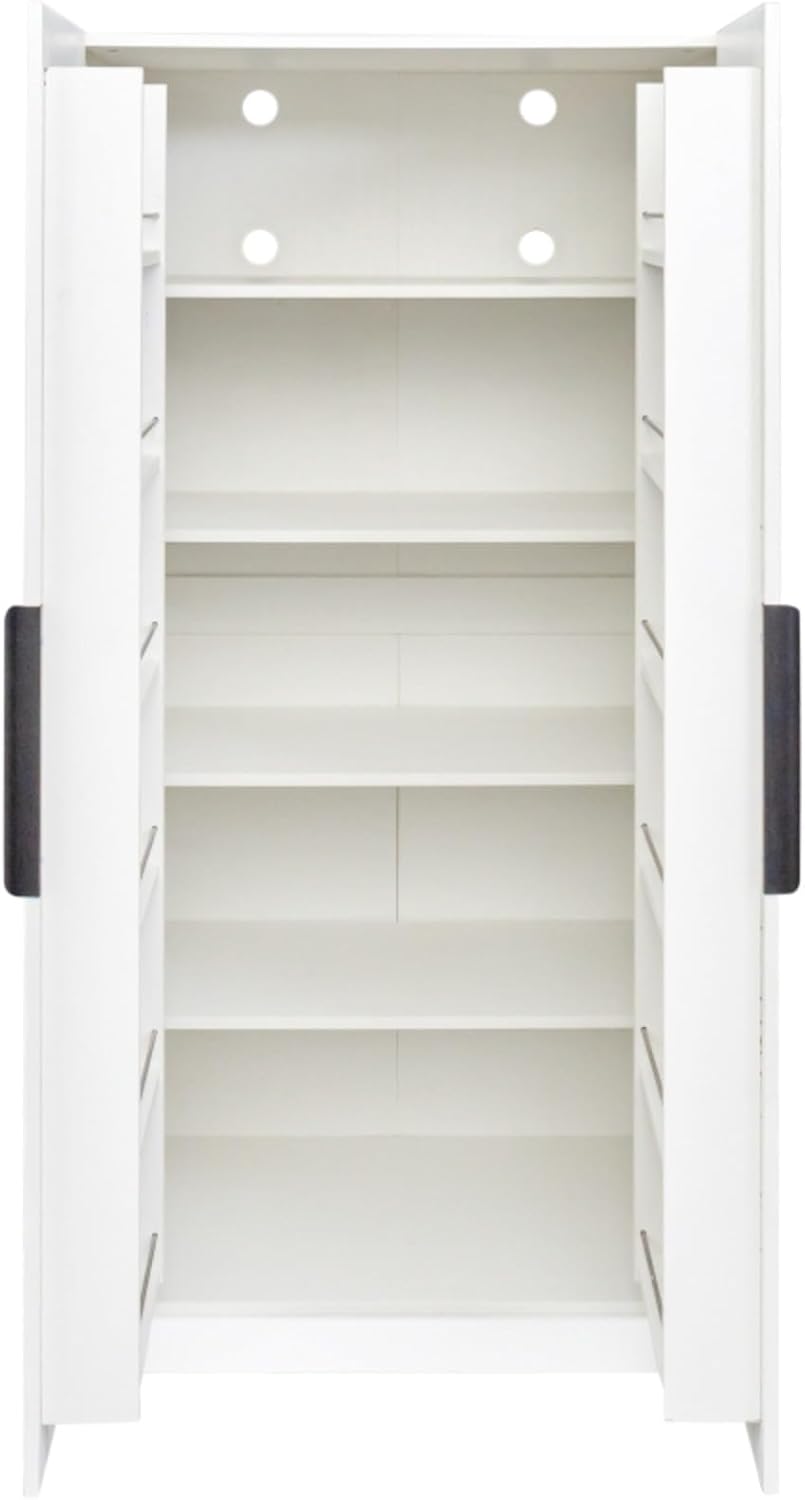 Freestanding Kitchen Pantry Storage Cabinet with Doors and Shelves Buffet Cupboard Sideboard Organizer for Living Room Dining Area Multipurpose Furniture Piece Ample Space Modern Design (White)