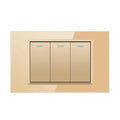 Glass Plastic Rectangle 4x2 Home Office Kitchen White Appliance(3GANG Gold)