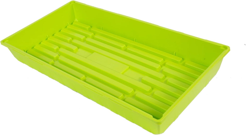 SUNPACK 10" x 20" Mega Plastic Seed Starting Tray, Lime Green, 2.5" (Pack of 10) - No Drainage Holes, Ideal for Greenhouses or Indoor Gardening - Made of Thick, Strong Plastic