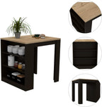 3-Drawer Kitchen Island Wenge and Pine with Particle Board | Modern kitchen island with 3 drawers and open shelves for organized storage