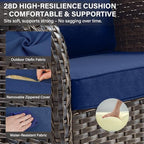 Belord Patio Rocking Chair Wicker Chair, 1 Piece Outdoor Rocking Chair Seating with Cushions for Porch Deck Balcony, Brown/Blue