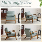 VINGLI Upgraded Premium Corduroy Accent Chair,Upholstered Arm Chair,Solid Wood Comfy Reading Chair with Pillow, Mid Century Modern Chairs for Living Room,Bedroom,Guest Room,Light Teal