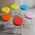 20" Home Folding Stool Collapsible Padded Bar Stool Round Kitchen Stools No Back Portable Breakfast Chairs PU Leather for Kitchen Breakfast Cafe(Light Green)