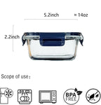Square Glass Food Storage Containers With Lids，2 Cup Square Glass Containers With Lids, Small Food Containers, 16 oz Leak-proof lunch Bowls, Dishwasher Microwave Freezer Safe -(Dark Blue)