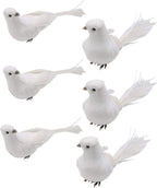 UWIOFF Artificial Birds, 12 Pcs Artificial White Doves Simulation Foam White Feathered Artificial Birds Doves Clip On Ornament for Christmas Tree Decorations, Wedding, Wreaths & Crafts