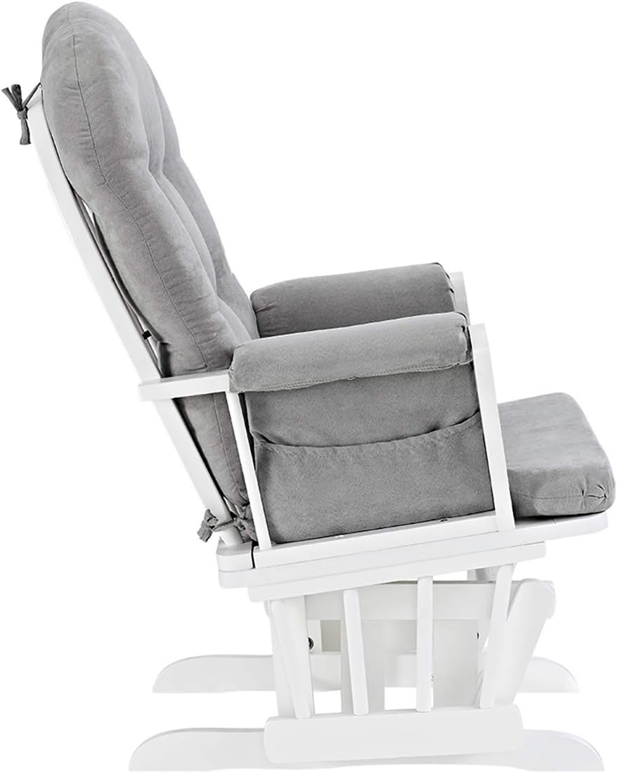 Windsor Glider and Ottoman, Polyester, Wood, Metal, White with Gray Cushion