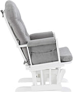Windsor Glider and Ottoman, Polyester, Wood, Metal, White with Gray Cushion