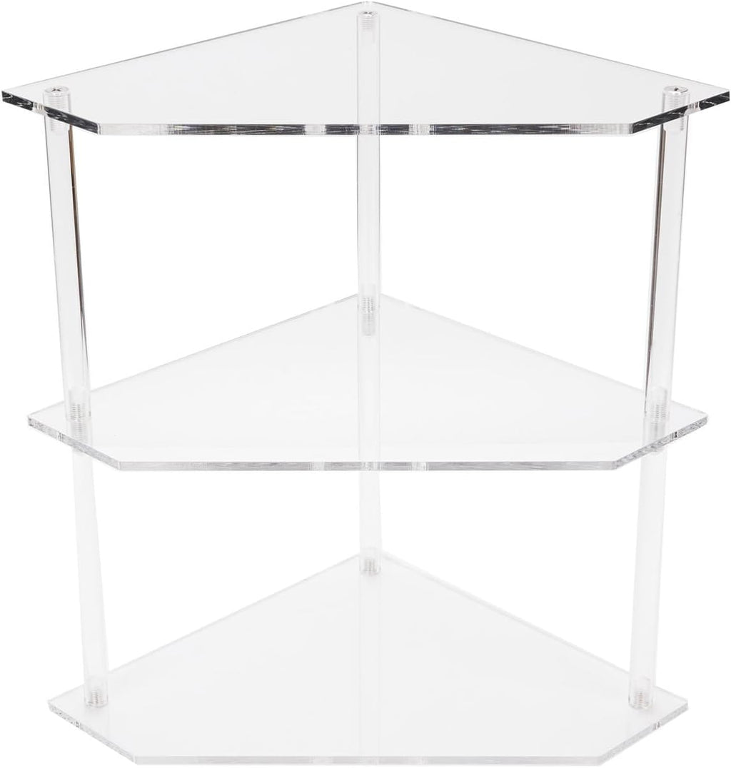 Yosoo Acrylic Corner Table, Small 3 Tier Triangular End Table, Transparent & Stable, Easy to Install, Suitable for Living Room, Bedroom, Study Arrangement