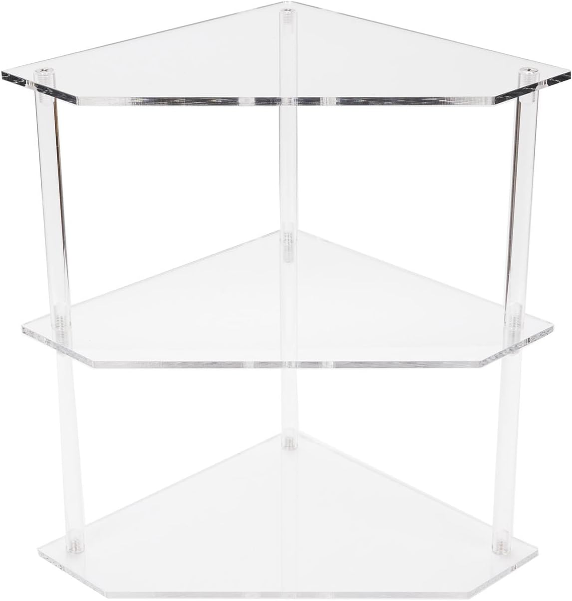 Yosoo Acrylic Corner Table, Small 3 Tier Triangular End Table, Transparent & Stable, Easy to Install, Suitable for Living Room, Bedroom, Study Arrangement