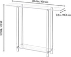 VEVOR Acrylic Narrow Console Table for Entryway, Clear Skinny Entry Side Table, 2-Tier Modern Transparent Sofa End Table, Square Legs, for Hallway, Foyer, Living Room, 7.6" D x 39.4" W x 31.5" H