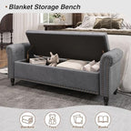 FiveWillowise 55" Bedroom Bench, End of Bed Bench with Storage, Grey