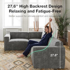 Novilla 109" Modular Sectional Sofa, No Assembly Cloud Sectional Couch with Smarts Coil® Support, Chenille Fabric L Shape Couch for Living Room Apartment, Dark Gray(R-Arm 4 Seat w/ 1 Ottoman)