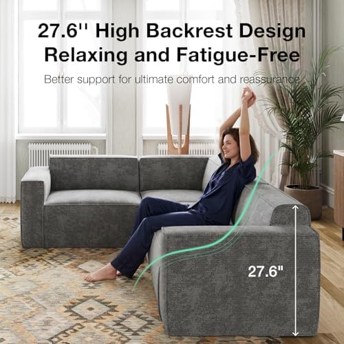 Novilla 109" Modular Sectional Sofa, No Assembly Cloud Sectional Couch with Smarts Coil® Support, Chenille Fabric L Shape Couch for Living Room Apartment, Dark Gray(R-Arm 4 Seat w/ 1 Ottoman)