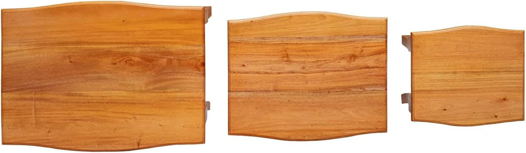 Nesting Side Tables 3 pcs Solid Mahogany Wood | Space Saving Design, Natural Wood Grain, Versatile Accent Tables for Living Room