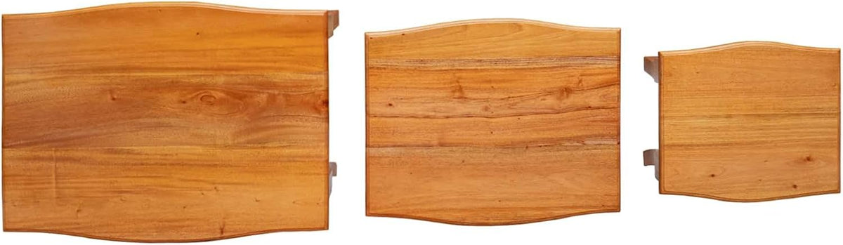 Nesting Side Tables 3 pcs Solid Mahogany Wood | Space Saving Design, Natural Wood Grain, Versatile Accent Tables for Living Room
