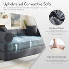 79" Convertible Futon Sofa Bed, Couch for Living Room | Dark Gray | Modular Sleeper Sofa, Corduroy Pull Out Floor Couch Loveseat with Fixed-Shape Frame, No Assembly