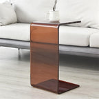 Acrylic Coffee Table, Side Table, Small Tea Table, Sofa Side Table, Small Bedside Table, Modern, Modern C-Shaped Acrylic Side Table(Brown,30 * 30 * 55cm)