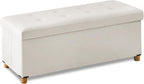 BRIAN & DANY 43 Inches Folding Storage Ottoman Bench, Ottoman with Storage Bench for Bedroom, Living Room, Entryway, with Legs, White