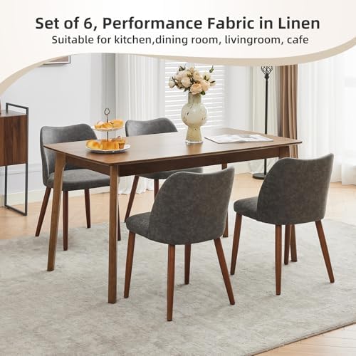 Modern Dining Chairs Set of 4, Upholstered Faux Leather Kitchen Side Chairs with Curved Back, Easy Assembly for Dining Room, Restaurant, Dark Grey PU