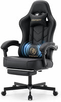 Office Desk Computer Gaming Chair for Adults, Ergonomic High Back Gamer Chair with Massage and Pocket Spring Cushion, Swivel Comfy Video Game Chairs with Footrest and Lumbar Support (Black)
