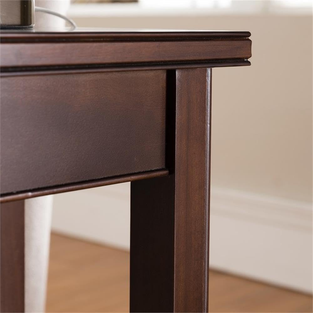 MAKLAINE Solid Wood Rectangular End Table, Chocolate Cherry Finish, 12 x 24 x 24 in, Space-Saving Narrow Design with Lower Shelf, Durable Living Room Side Table for Recliners or Small Spaces