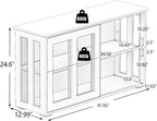 White Sideboard Buffet Cabinet with Sliding Glass Doors, Storage Credenza with Adjustable Shelves, Kitchen Pantry Cupboard Console Cabinet for Dining Room Living Room Entryway