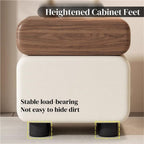Modern Nightstand with 2 Drawers Minimalist Stylish Bedside Table Handleless Design Night Stands with Leather End Table for Room All Occasion(White,30 cm)