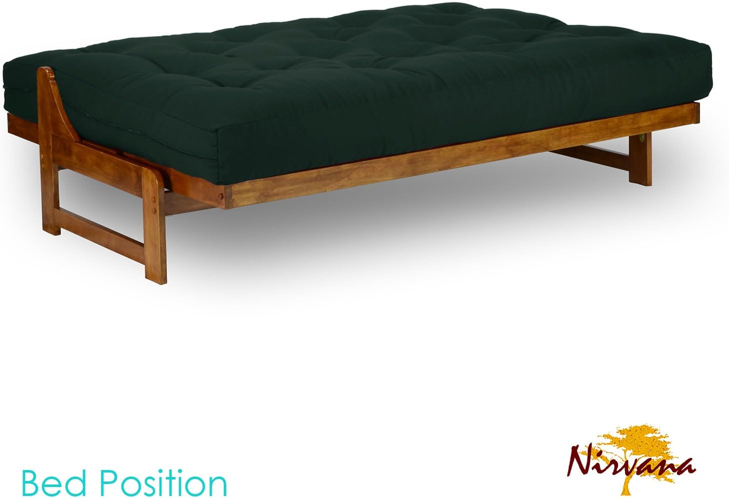 Arden Futon Set - Full Size, Frame, 8" Mattress, Twill Hunter Green Cover