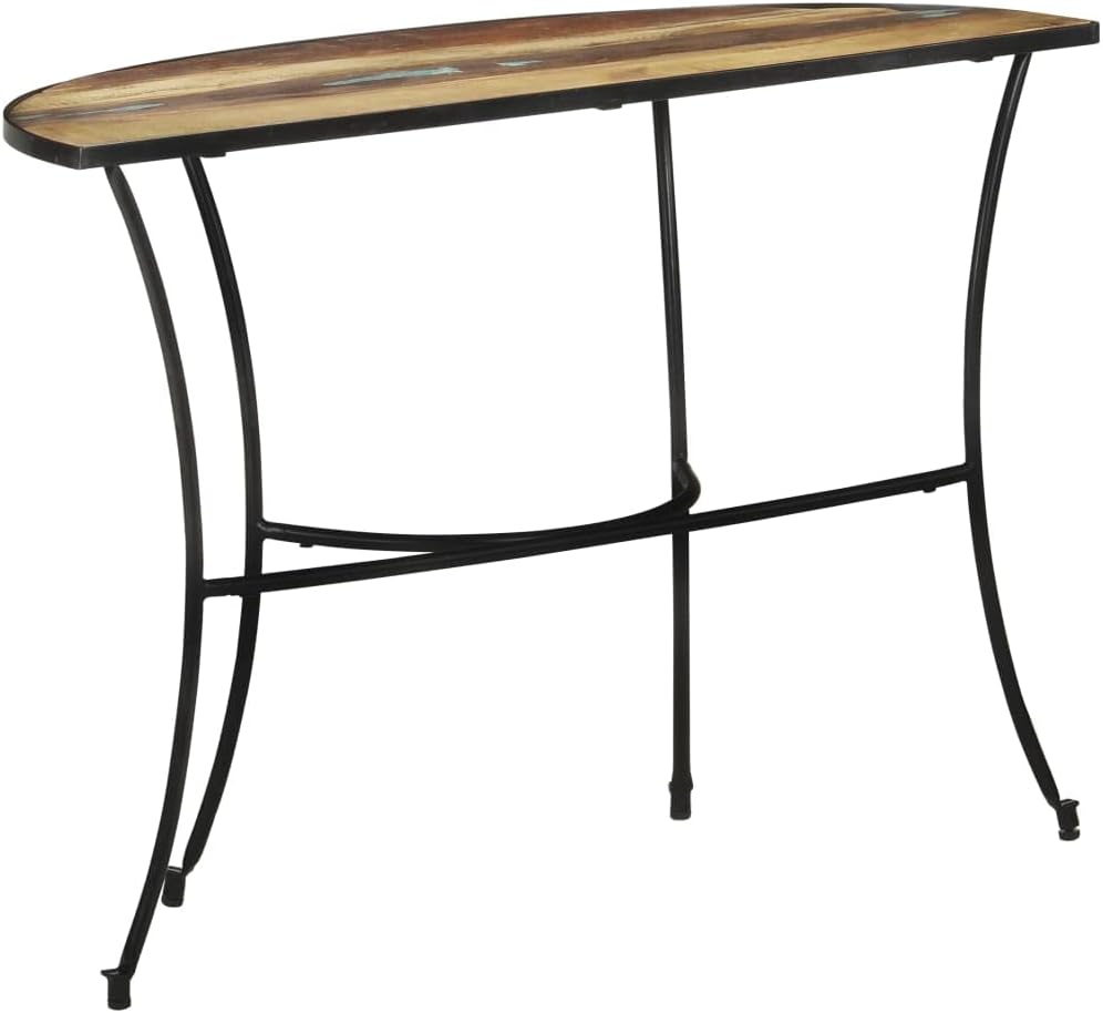 Side Table Mixed Color Finish Solid Reclaimed Wood Medium Durable Living Room End Table
