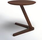 YUNMUAIR-C-Shaped Solid Wood End Table,Small Round Side Table for Couch,Space-Saving Sofa Table Slide Under Couch for TV Dinner, Laptop Side Over Wood Table for Living Room Bedroom