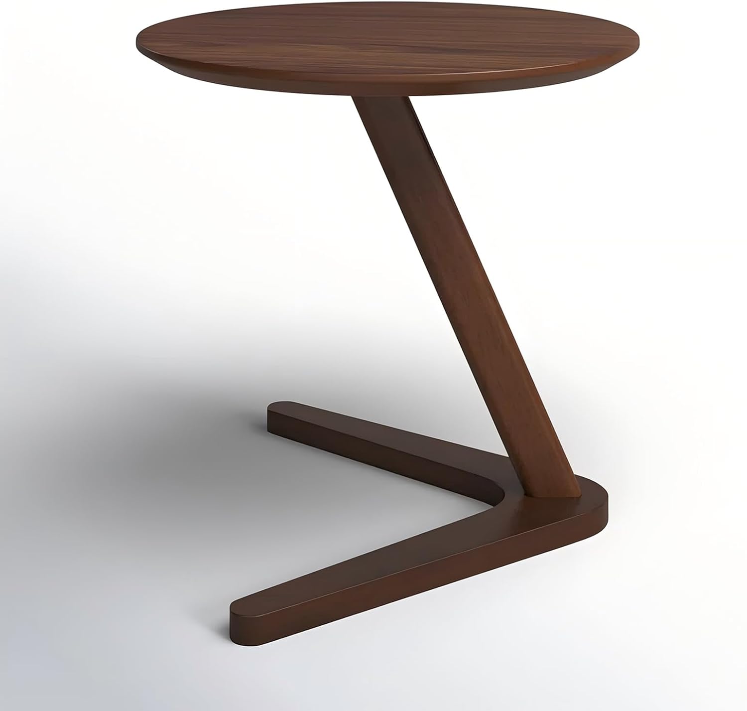 YUNMUAIR-C-Shaped Solid Wood End Table,Small Round Side Table for Couch,Space-Saving Sofa Table Slide Under Couch for TV Dinner, Laptop Side Over Wood Table for Living Room Bedroom