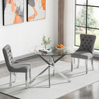HomVent Round Glass Dining Table Set for 2, Circle Glass Kitchen Table Set Small Dining Room Set with 2 Dining Chairs for Kitchen Dining Room