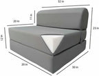 D&D Futon Furniture Sleeper Chair Folding Bed, Studio Sofa Guest Folded Mattress, High Density Foam (70 x 32 x 6, Gray)