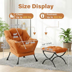 Lazy Chair with Ottoman,Comfy Accent Living Room Chair with Footrest Set | Removable & Machine-washable Cover,Reading Chair with Armrests,Upholstered Lounge Chair for Bedroom,Dorm,Office,Small Space