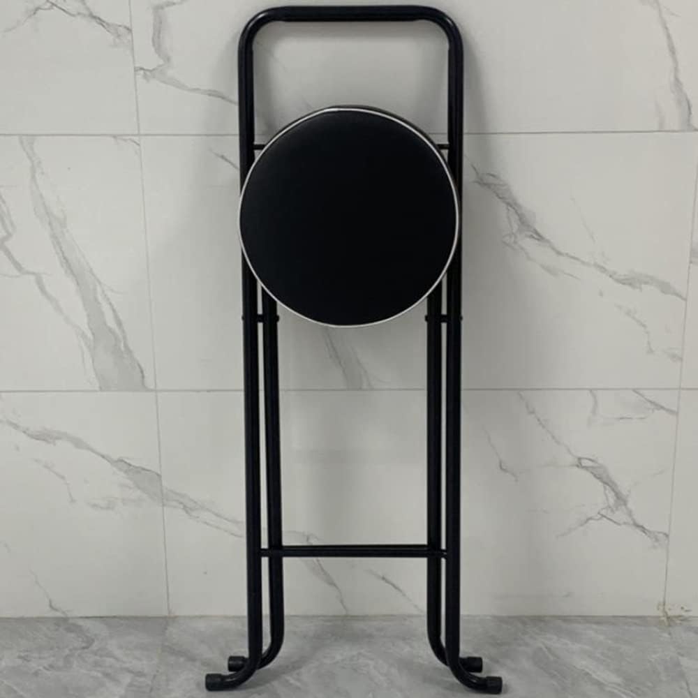 Folding Bar Stool, Beige, Counter Height, Leather Padded, Portable Bar Chair with Footrest