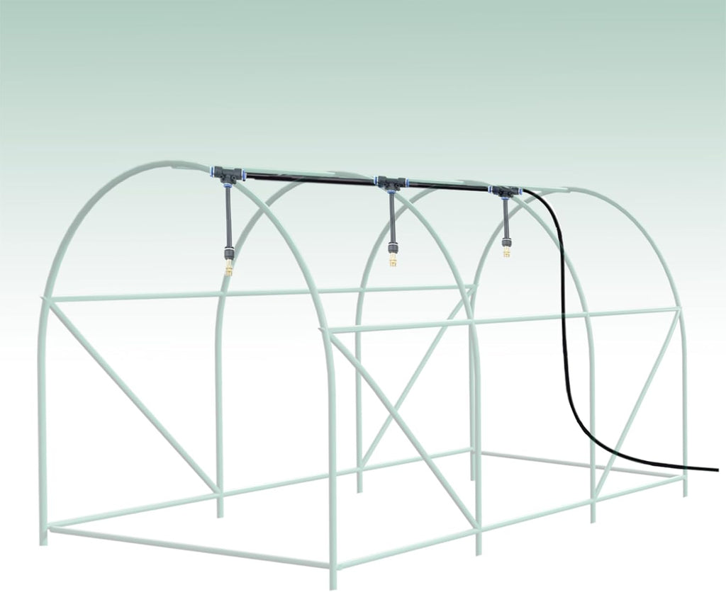 Greenhouse with Watering System, 10x10x7 Outdoor Greenhouses with 6 Mesh Windows and 1 Door, Easy Water and Irrigate Plants Green House (Green, 10x10x7 ft w/ Irrigation System)