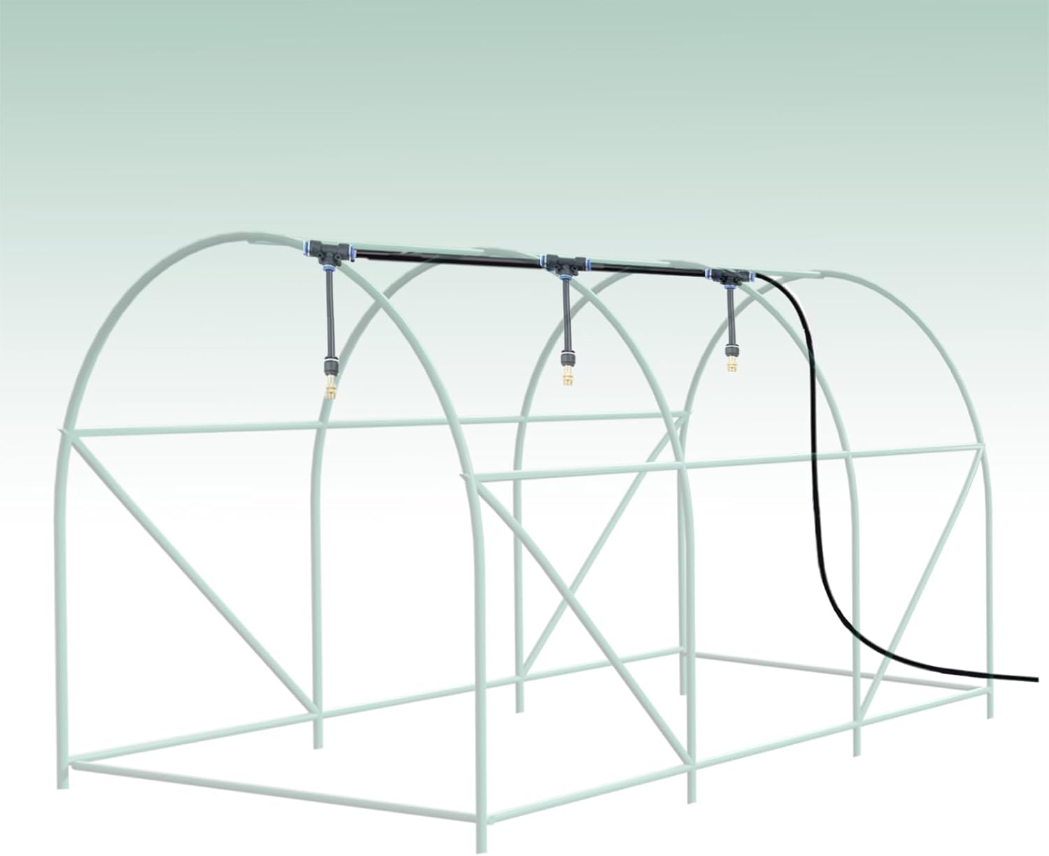 Greenhouse with Watering System, 10x10x7 Outdoor Greenhouses with 6 Mesh Windows and 1 Door, Easy Water and Irrigate Plants Green House (Green, 10x10x7 ft w/ Irrigation System)