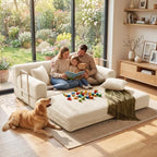 BSHOMGI Convertible Sofa Couch Bed, Folding Corduroy Floor Compression Loveseat Sleeper with Fixed-Shape Frame, King Size Sofas for Guest Room Living Room No Assembly Required (Includes 2 Pillows)