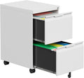 2 Drawer File Cabinet with Lock,Filing Cabinet for Home Office,Small Rolling for Legal/Letter/A4 File,Mobile Cabinets on Wheels Under Desk -White