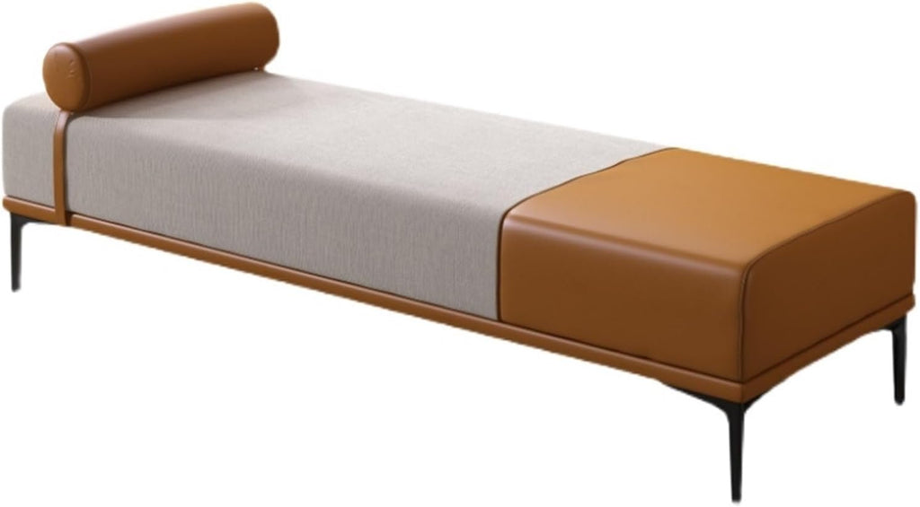 Modern Fabric Storage Bench for Entryway, Upholstered for Bedroom End of Bed, Living Room Footrest Ottoman, Orange Entryway(150 * 50 * 42cm)