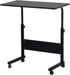 Side Table,Computer Desk with Wheels,Height Adjustable Rolling Potable Laptop Cart,C-Shaped Bed Couch End Tables with Baffle for Livingroom Bedroom (L)