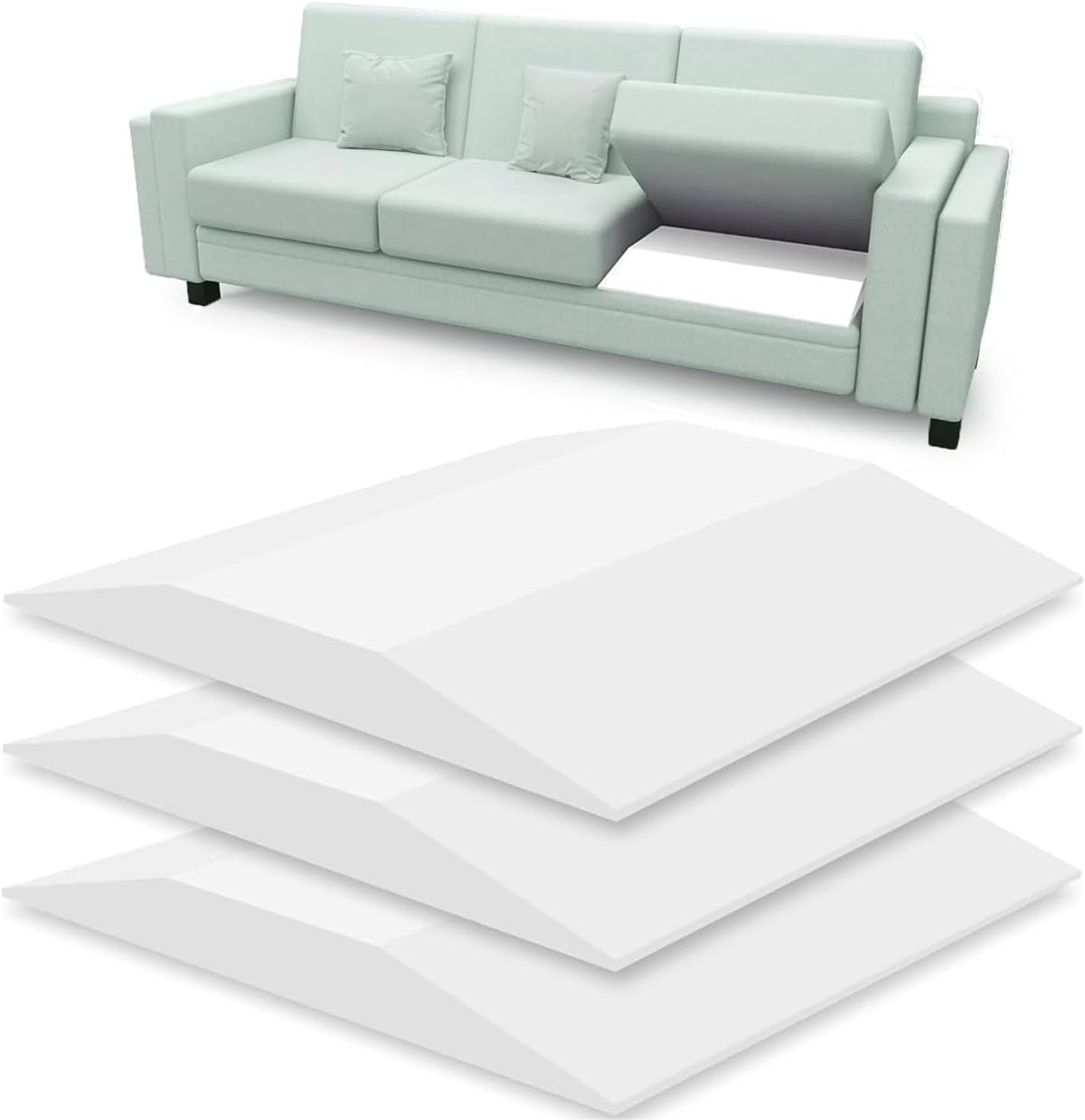 Sofa Couch Cushion Support for Sagging Sofas Cushions Repair Trapezoidal Furniture seat High Rebound, Firm Couch Support Under Cushion Sag Repair, White Set of 3